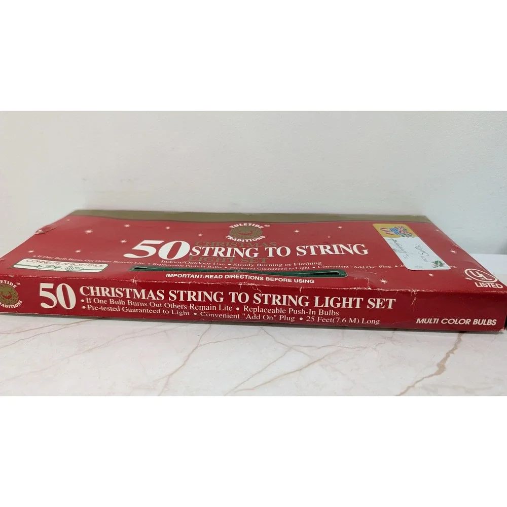 Yuletide Traditions 50 Christmas String to String Light Set Multi Color 25ft
